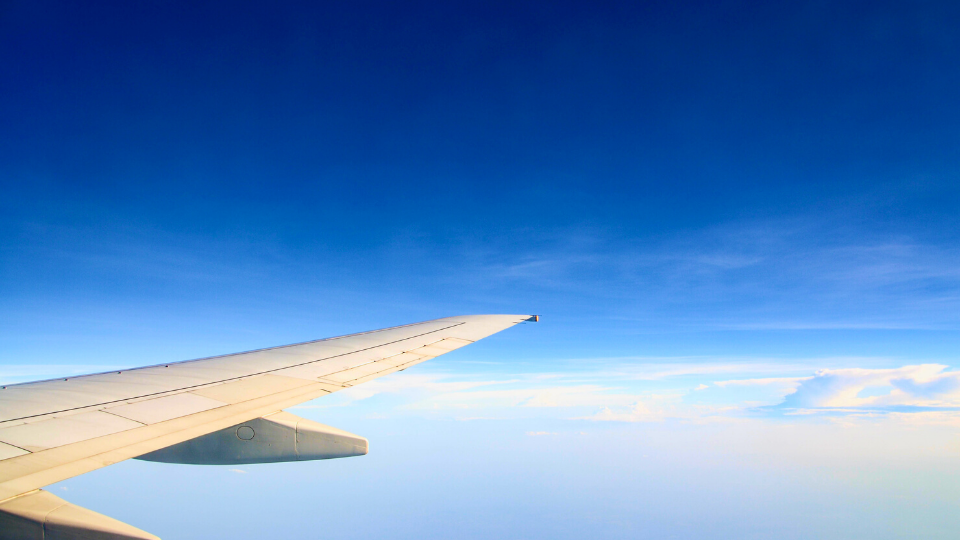 飛行機が空を飛んでいる